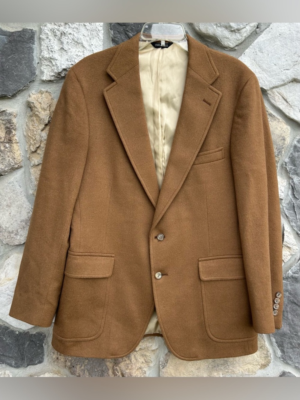 Ralph Lauren Mens Camel Hair Blazer 42R Brown Union Made USA Heritage Timeless